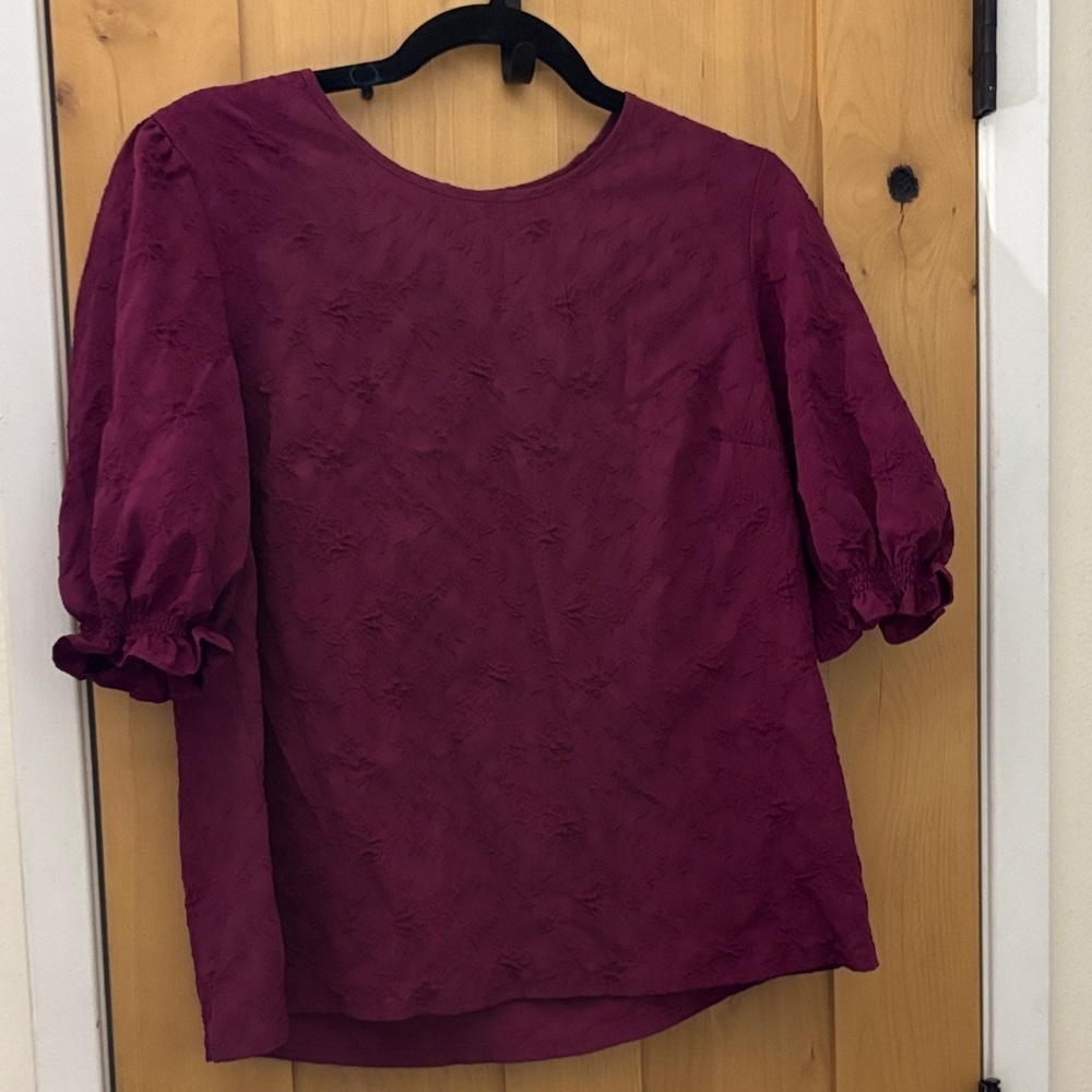 Ted Baker Deep Red Blouse with Ruffled Sleeves